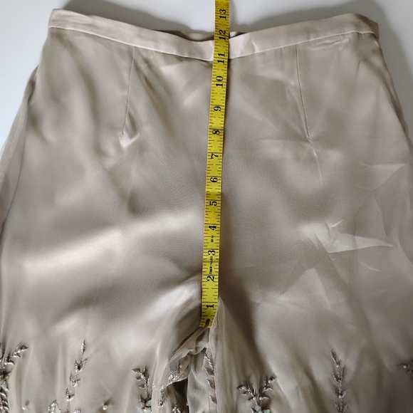 Vie By Victoria Royal By Mary Bay Silk Beaded Tulle Pants Gold Beaded Size 4 - Picture 14 of 15